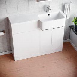 Nes Home 1000mm Right Hand Freestanding Basin Vanity Unit With Black Handles & Wc Unit - thumbnail 4