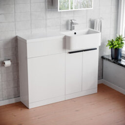 Nes Home 1000mm Right Hand Freestanding Basin Vanity Unit With Black Handles & Wc Unit