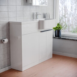 Nes Home 1000mm Right Hand Freestanding Basin Vanity Unit With Black Handles & Wc Unit - thumbnail 3