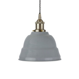 French Grey Lincoln Painted Dome Pendant Light With Brushed Chrome Lamp Holder And Grey Twisted Cable - Se Home - thumbnail 1