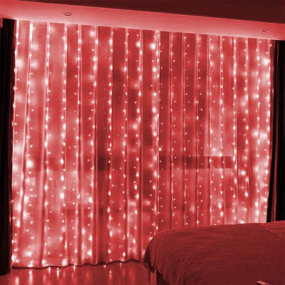 3M X 2M 200 Led Curtain String Lights 8 Modes For New Year, Wedding, Xmas Home Decor