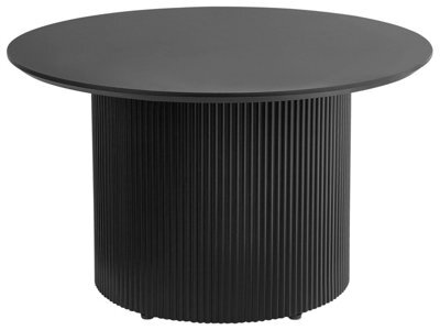 Wyld and Coco Aeroliving 50 Cm Round Coffee Table Black Mdf Top With Ribbed Metal Base, Compact Modern Design - image 1