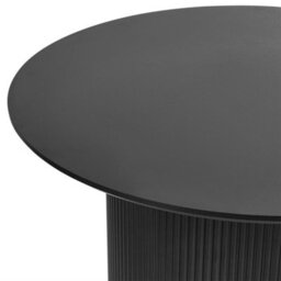 Wyld and Coco Aeroliving 50 Cm Round Coffee Table Black Mdf Top With Ribbed Metal Base, Compact Modern Design - thumbnail 3
