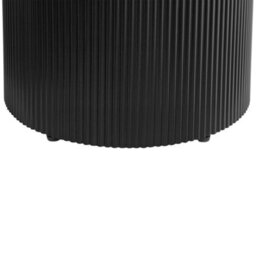 Wyld and Coco Aeroliving 50 Cm Round Coffee Table Black Mdf Top With Ribbed Metal Base, Compact Modern Design - thumbnail 5