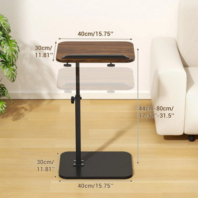 Walnut Lifting C Shaped Side Table Swivel Laptop Desk For Living Room Tea Table - image 1