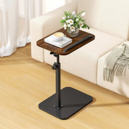 Walnut Lifting C Shaped Side Table Swivel Laptop Desk For Living Room Tea Table - thumbnail 2