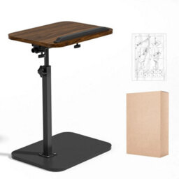 Walnut Lifting C Shaped Side Table Swivel Laptop Desk For Living Room Tea Table - thumbnail 3