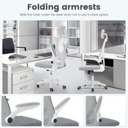 Mesh Office Chair Ergonomic 360 Degree Swivel Computer Desk Adjustable Height White - thumbnail 6