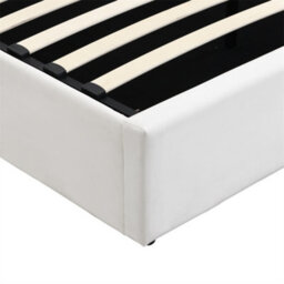 Abrihome Led Upholstered Bed ,double Bed-4Ft6(135X190Cm), Rechargeable Usb Port In Bed, With Storage Space, Pu, White - thumbnail 7