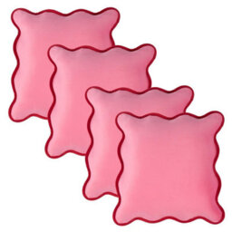 OHS 4 Pack Matte Velvet Scallop Edge Cushion Cover, Pink/red - 45 X 45Cm