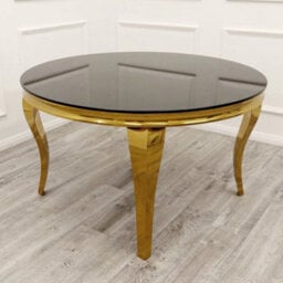 Stratus Interiors Gold Louis Dining Table With Gold Long Metal Legs - Doorstep Delivery Only No Assembly - 1.8 Mt - Gold - thumbnail 1