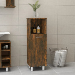 Vidaxl Bathroom Cabinet Smoked Oak 30X30X95 Cm Engineered Wood Bathroom Cabinets - thumbnail 1