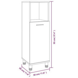 Vidaxl Bathroom Cabinet Smoked Oak 30X30X95 Cm Engineered Wood Bathroom Cabinets - thumbnail 3