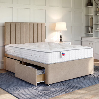 Divan Base Direct Cocktail Straw Platform Top Divan Bed Base Only 5Ft King Size With 4 Drawers - image 1