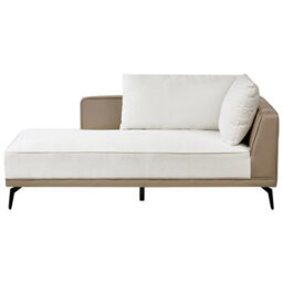 Beliani Corner Sofa 3 Seater Myken Fabric Off-White Right Hand - thumbnail 7