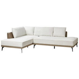 Beliani Corner Sofa 3 Seater Myken Fabric Off-White Right Hand - thumbnail 4