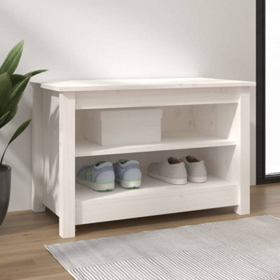 Berkfield Shoe Bench White 70X38X45.5 Cm Solid Wood Pine - image 1