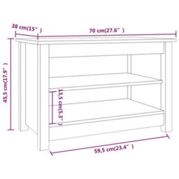 Berkfield Shoe Bench White 70X38X45.5 Cm Solid Wood Pine - thumbnail 7