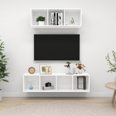Berkfield 2 Piece Tv Cabinet Set White Engineered Wood - image 1