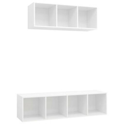 Berkfield 2 Piece Tv Cabinet Set White Engineered Wood - thumbnail 2