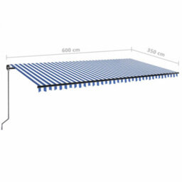 Berkfield Manual Retractable Awning With Led 600X350 Cm Blue And White - thumbnail 7