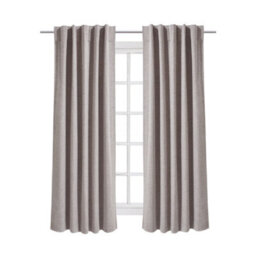 Thehotsale Solid Colour Faux Linen Polyester 100% Curtains Pair Blackout Beige Curtains - thumbnail 2