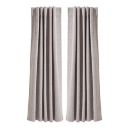 Thehotsale Solid Colour Faux Linen Polyester 100% Curtains Pair Blackout Beige Curtains - thumbnail 3