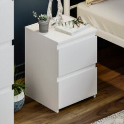 Lassic Vida Designs 2 Drawer Bedside Chest Small Bedroom Nightstand, (H)400mm (W)295mm (D)295mm, White - thumbnail 4