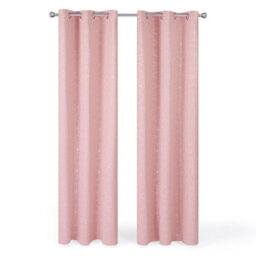 Deconovo Blackout Curtains, Eyelet Curtains, Noise Reduction Curtains, Foil Printed Diamond, W46 X L90 Inch, Coral Pink, 2 Panels - thumbnail 1