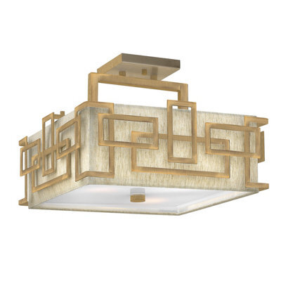 Luminosa Lighting Elstead Lanza 3 Light Semi Flush Mount Ceiling Light Brushed Bronze, E27 - image 1