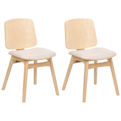 Beliani Set Of 2 Dining Chairs Charleston Wood Light Brown/ Light Beige - image 1