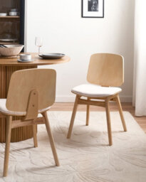 Beliani Set Of 2 Dining Chairs Charleston Wood Light Brown/ Light Beige - thumbnail 2