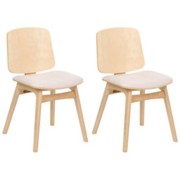 Beliani Set Of 2 Dining Chairs Charleston Wood Light Brown/ Light Beige - thumbnail 1