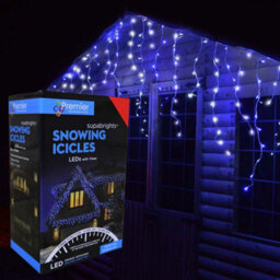 23.8M (960 Led) Premier Outdoor Led Icicle Christmas Timer Lights - Blue & White - thumbnail 1