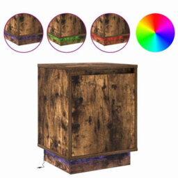 Berkfield Bedside Cabinets With Led Lights 2 Pcs Smoked Oak 39X34,5X50 Cm - thumbnail 4