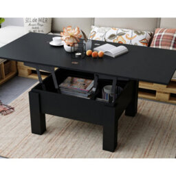 Heze Furniture Ozma 2 In 1 Extending Coffee / Dining Table 90-180Cm - Black - thumbnail 4