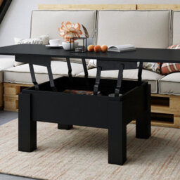 Heze Furniture Ozma 2 In 1 Extending Coffee / Dining Table 90-180Cm - Black - thumbnail 1