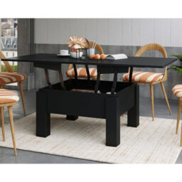 Heze Furniture Ozma 2 In 1 Extending Coffee / Dining Table 90-180Cm - Black - thumbnail 2