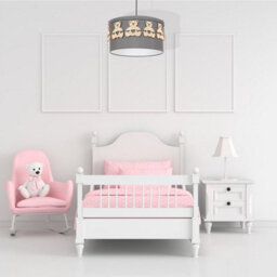 Milagro Mis Grey Pendant Lamp 1Xe27 Beautifully Hand Made From Contemporary Grey Fabric With Natural Wooden Teddybears - thumbnail 6