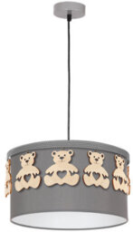 Milagro Mis Grey Pendant Lamp 1Xe27 Beautifully Hand Made From Contemporary Grey Fabric With Natural Wooden Teddybears - thumbnail 8