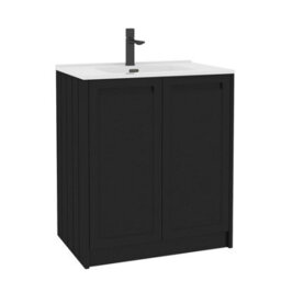 Royal Bathrooms Elmore 700mm Traditional Floor Standing 2 Door Bathroom Vanity Unit With Ceramic Basin Sink - Matt Nocturne Black - thumbnail 6