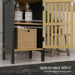 Wyld Haus Lava Bamboo-Blend Bathroom Cabinet, Black And Natural, Cut-Out Detail, L32 X D30 X H90.5Cm - thumbnail 6