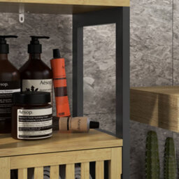 Wyld Haus Lava Bamboo-Blend Bathroom Cabinet, Black And Natural, Cut-Out Detail, L32 X D30 X H90.5Cm - thumbnail 9