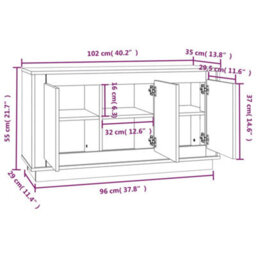 Vidaxl Sideboard Grey Sonoma 102X35X55 Cm Engineered Wood - thumbnail 3