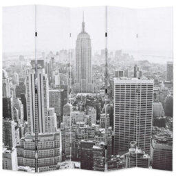 Berkfield Folding Room Divider 200X170 Cm New York By Day Black And White - thumbnail 1