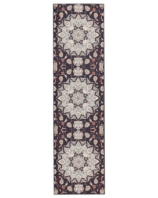 Wyld And Coco Oriental Runner Rug Black Beige 80 X 300 Cm Anti-Slip Low Pile - image 1