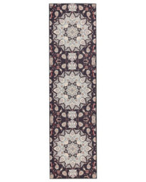 Wyld And Coco Oriental Runner Rug Black Beige 80 X 300 Cm Anti-Slip Low Pile - thumbnail 1