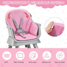 Costway 6-In-1 Baby High Chair Infant Feeding Chair Kids Stool W/removable Tray & Cushion - thumbnail 5