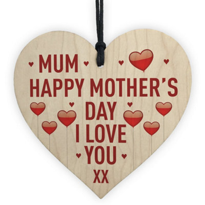 Red Ocean Happy Mothers Day Gift For Mum Novelty Wooden Heart Mum Mother's Day Gifts For Her - image 1