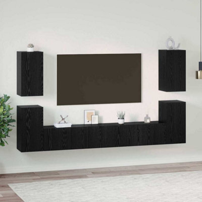 Berkfield Tv Cabinet 7 Pcs Black Oak Engineered Wood - image 1